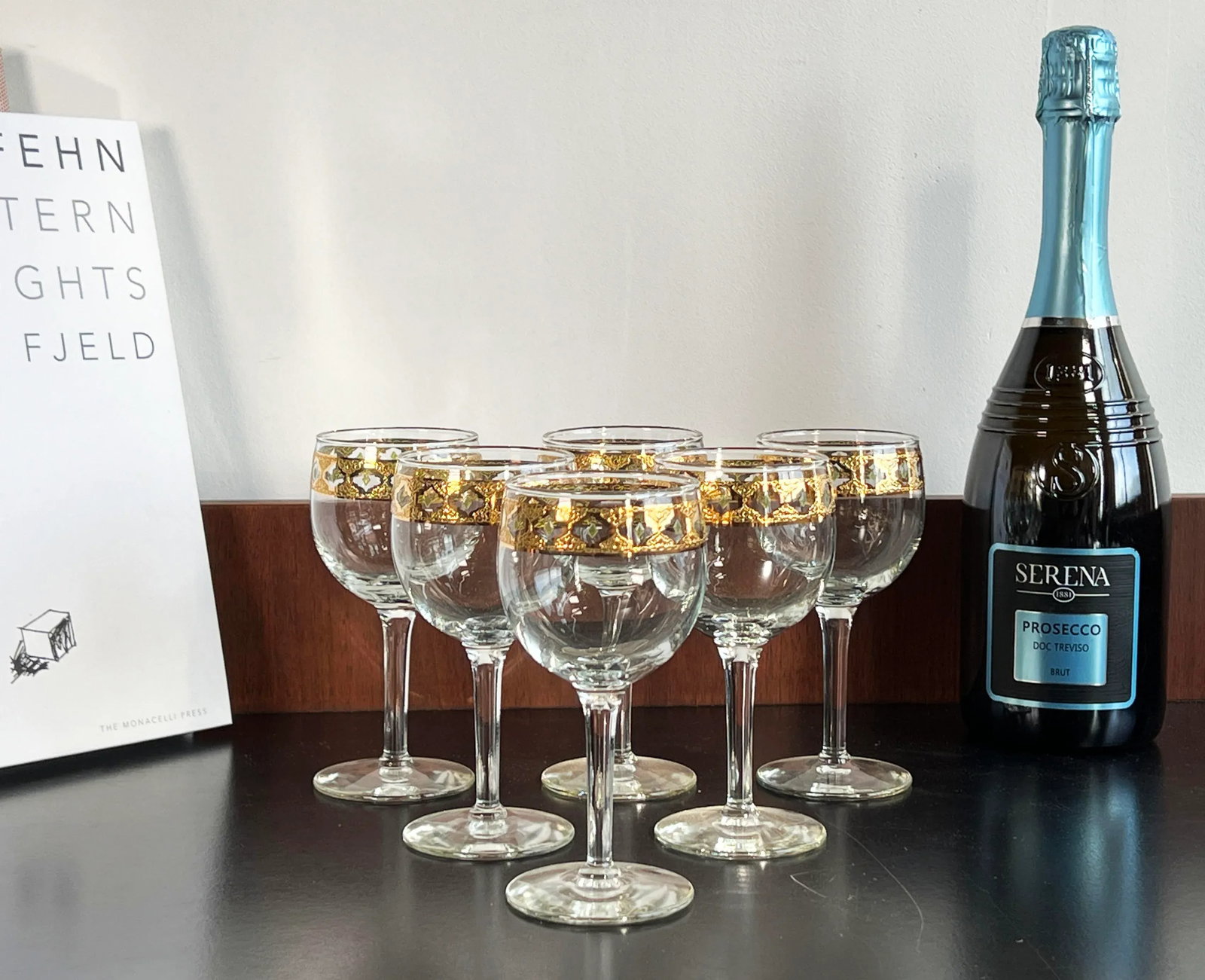 Hollywood Regency Culver Gold RImmed Small Wine / Cocktail Glasses - Set of 6 - 2