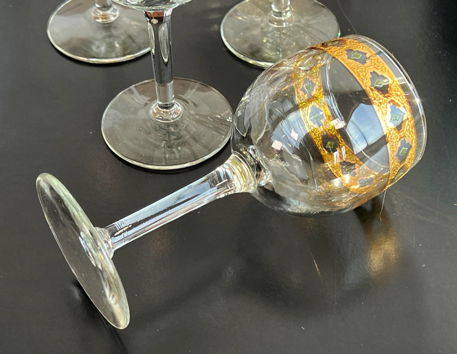 Hollywood Regency Culver Gold RImmed Small Wine / Cocktail Glasses - Set of 6 - 4
