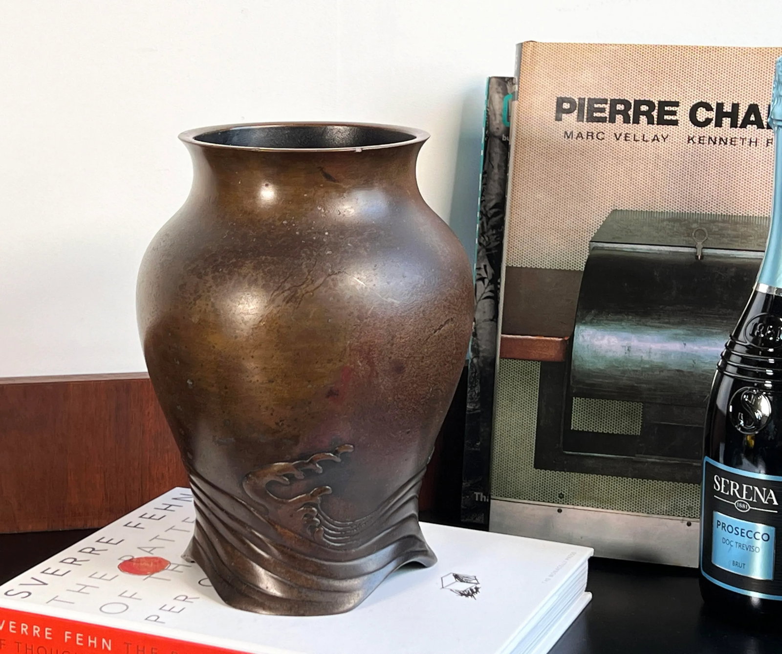 Vintage 1950's Japanese Bronze Great Wave Vase - Showa Period - 10