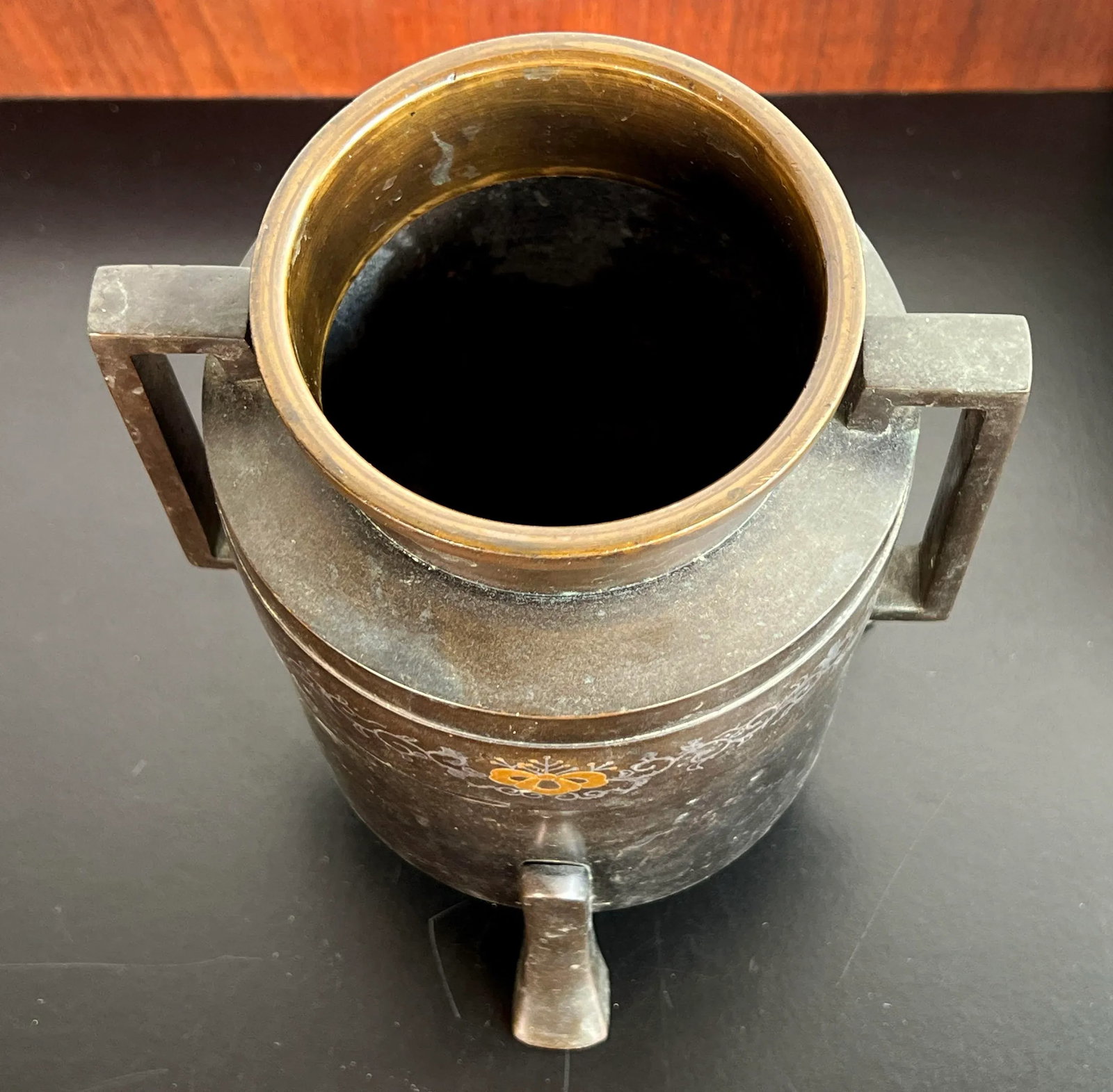 Vintage 1930's Showa Era Japanese Bronze Handled Vase - 8