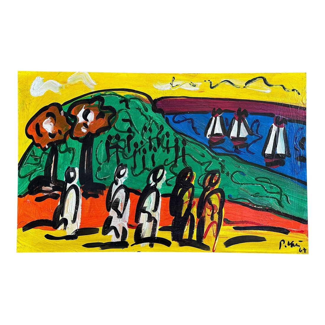 Wanasee Original 1967 Peter Keil Painting: Peter Keil is a German artist that focuses primarily on abstract expressionism. Keil painted with some of the greats including Joan MirÃ³, Pablo Picasso and Andy Warhol, to name a few. This 