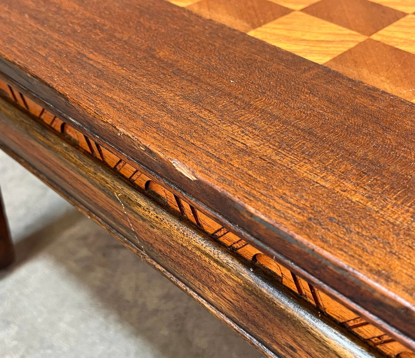 Vintage 1940's Chinese Low Table With Inlaid Chess Game Board - 10