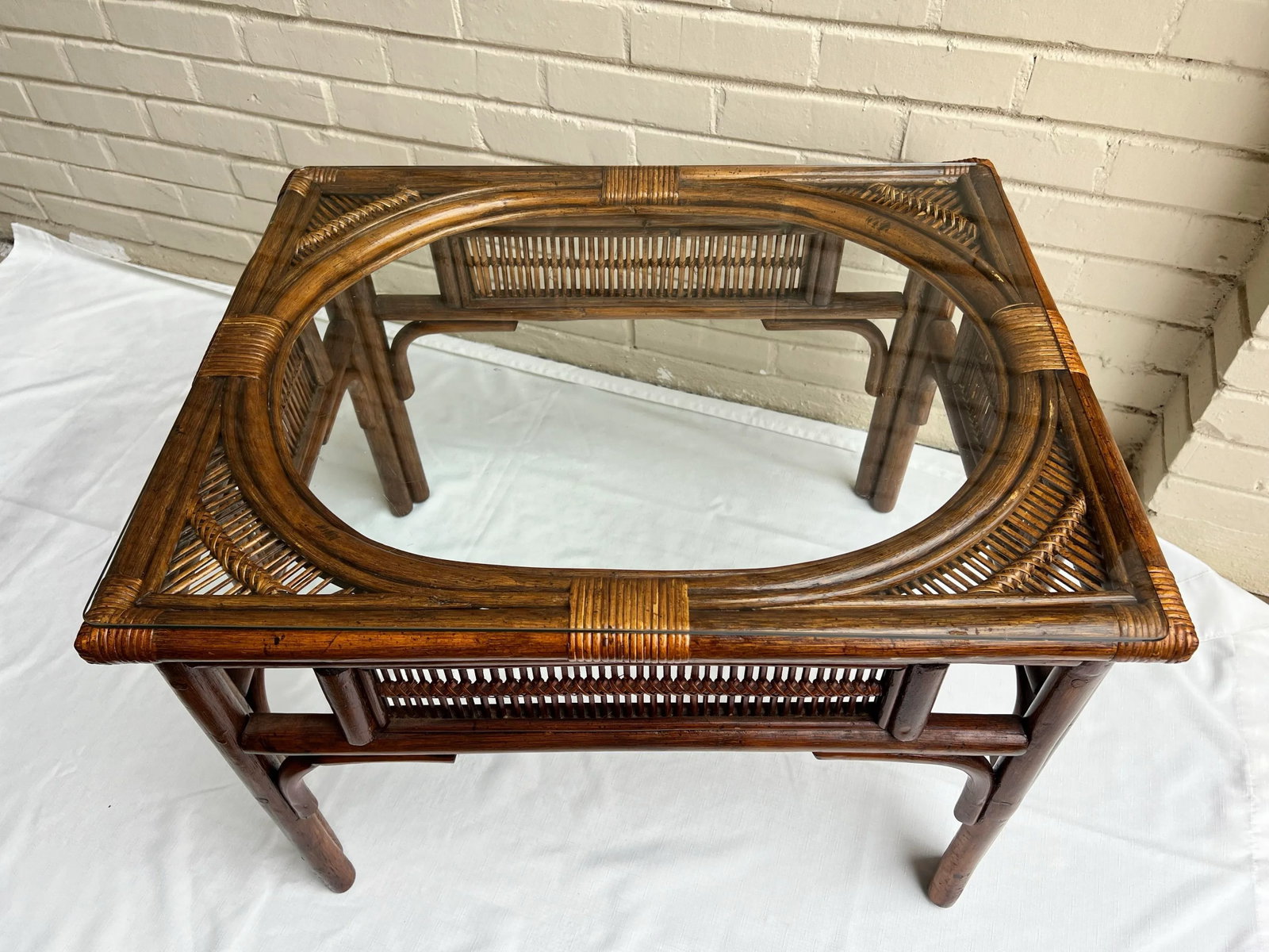 Vintage Franco Albini Style Rattan and Split Reed Side Table - 10
