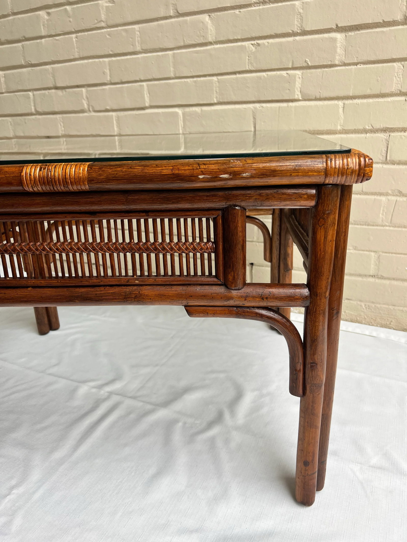 Vintage Franco Albini Style Rattan and Split Reed Side Table - 9