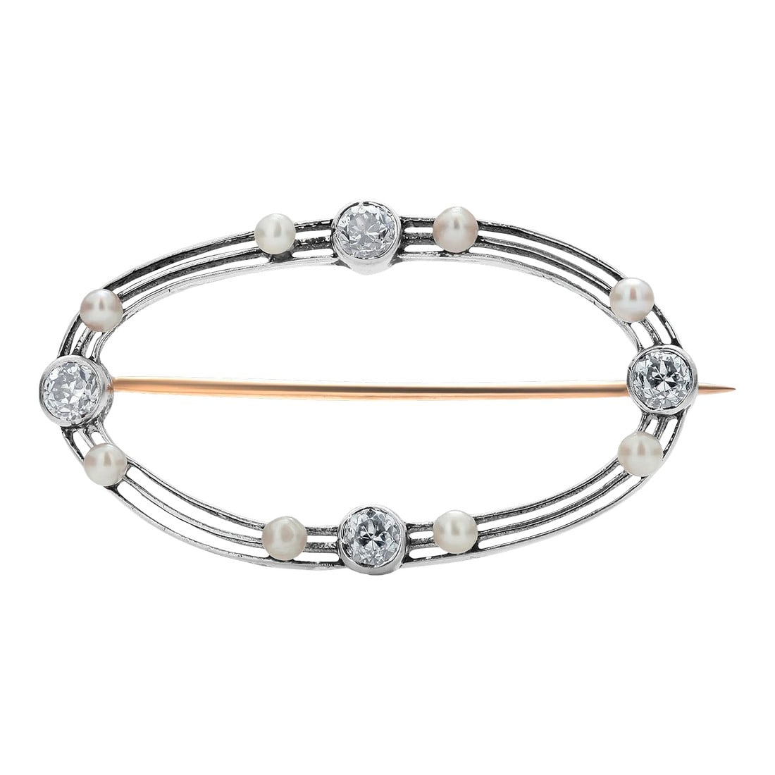 1920 Art Deco Platinum European Diamond 0.60 Carat Natural Pearl 1.4 Inch Wide Brooch: This is part of Chairish's Fine Jewelry assortment. The Art Deco Platinum Diamond and Natural Pearl Brooch is a stunning piece of jewelry that combines classic elegance with bold, geometric lines.