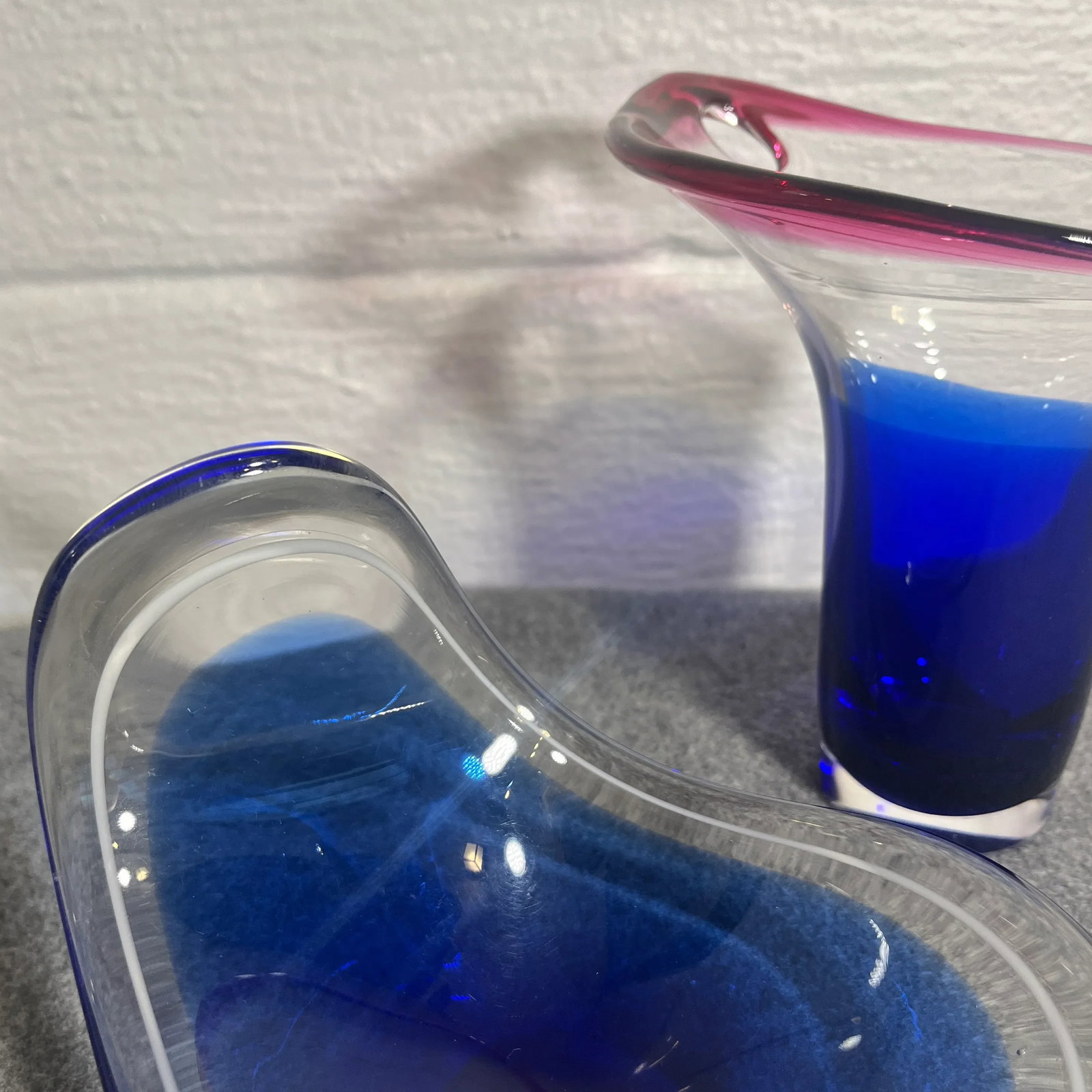 Mid 20th Century Flygsfors Coquille Glass Bowl & Vase Set- 2 Pieces - 2
