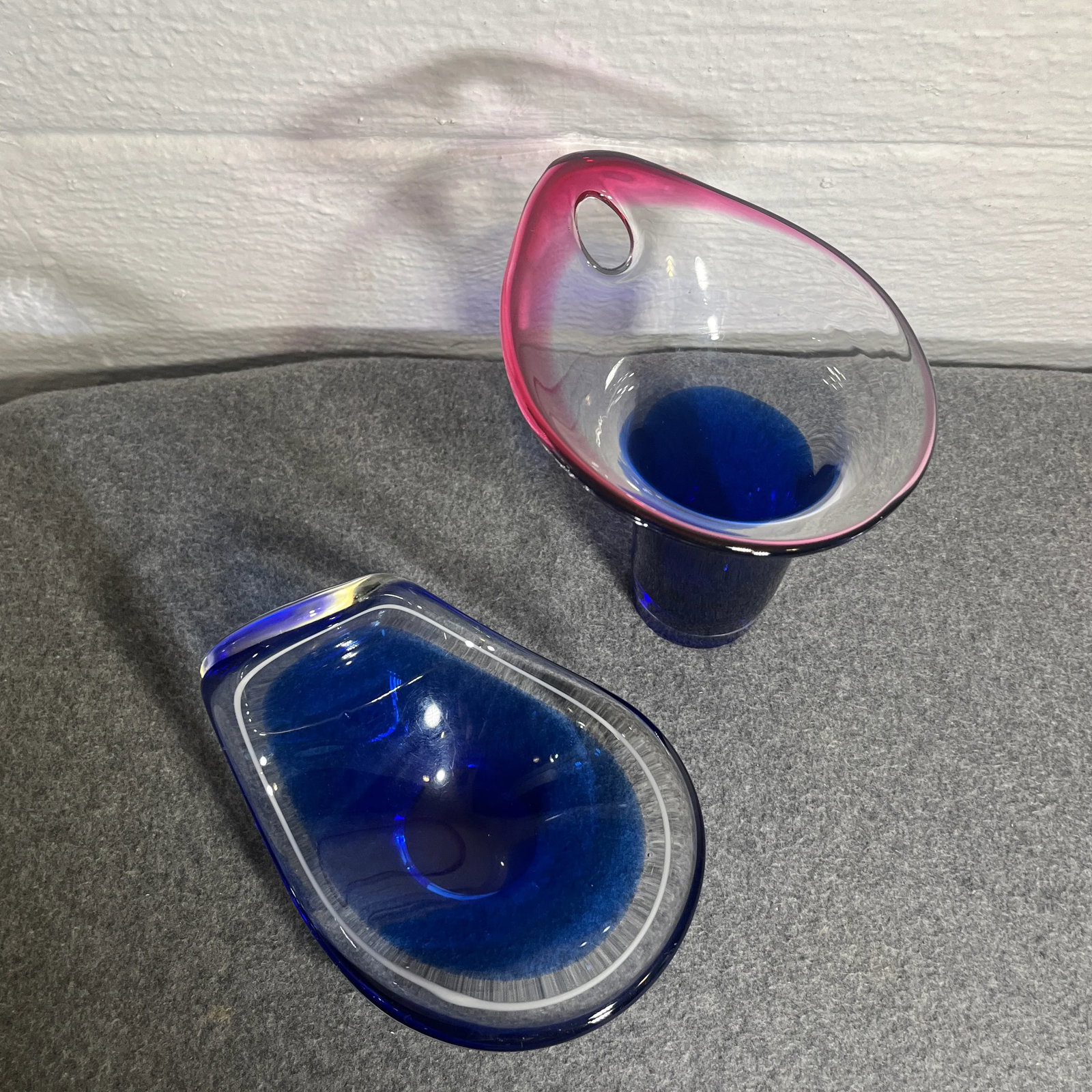 Mid 20th Century Flygsfors Coquille Glass Bowl & Vase Set- 2 Pieces - 3