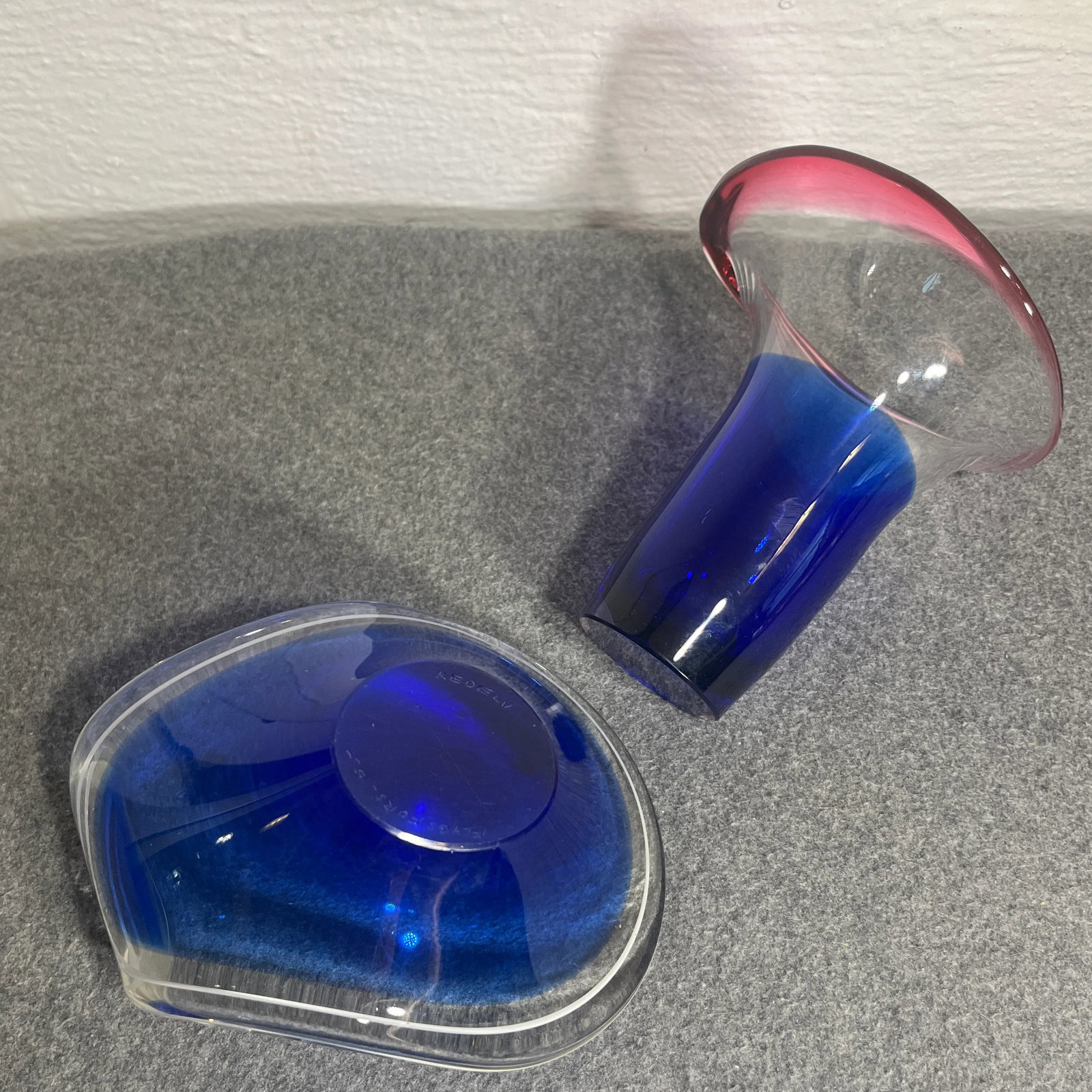 Mid 20th Century Flygsfors Coquille Glass Bowl & Vase Set- 2 Pieces - 5