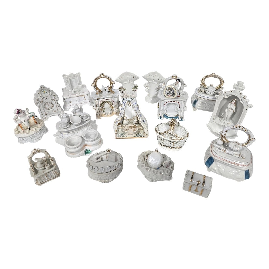 Mid 19th Century Victorian Conta & Boehme German Porcelain Fairing Boxes - Set of 15 (1 of 12)