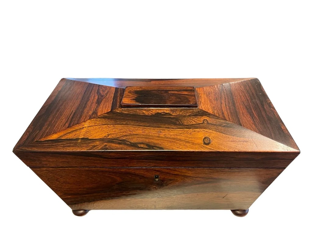 Large 19th Century English Mahogany Sarcophagus Form Tea Caddy - 5