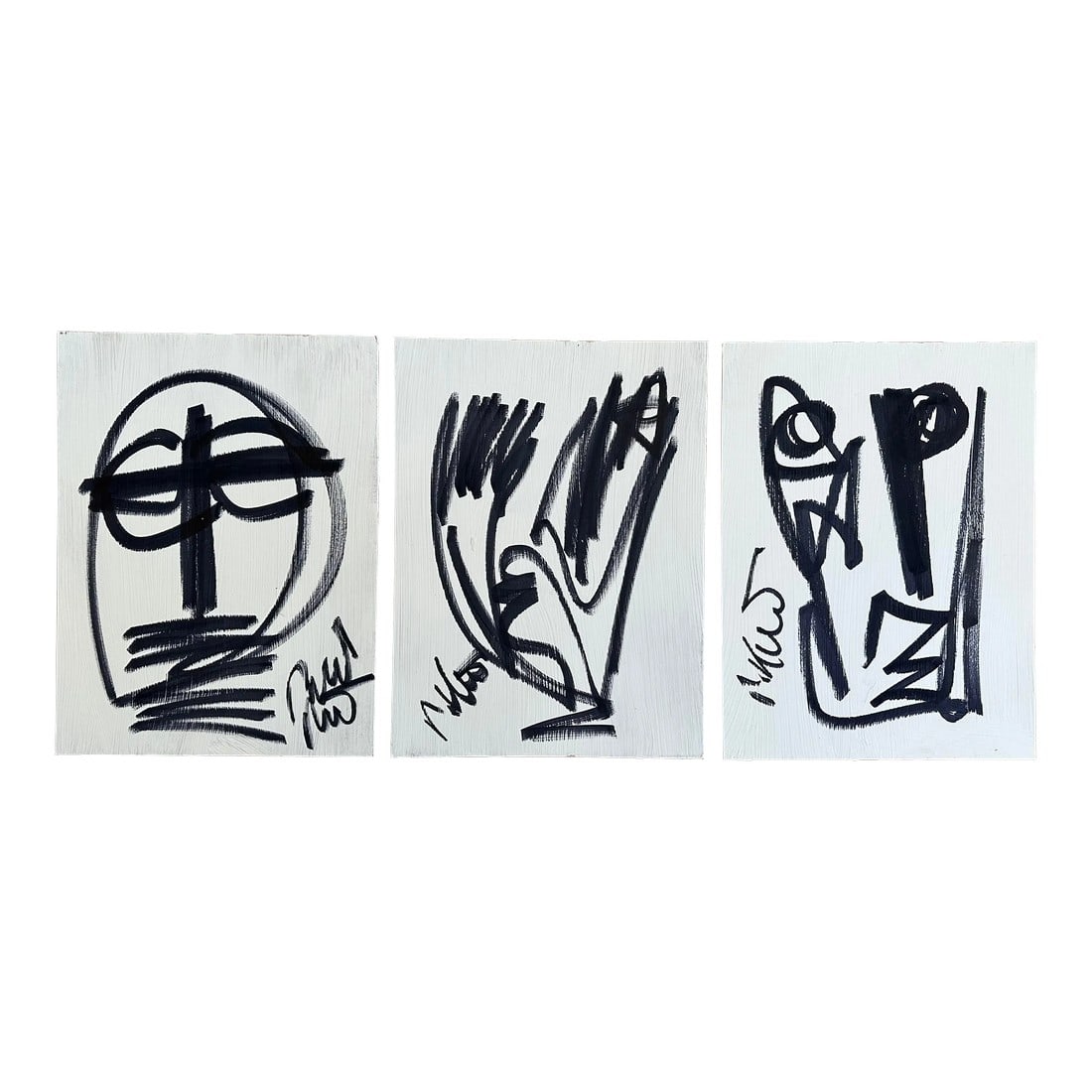 Set of 3 Original Peter Keil Paintings: Peter Keil is a German artist that focuses primarily on abstract expressionism. Keil painted with some of the greats including Joan MirÃ³, Pablo Picasso and Andy Warhol, to name a few. This 