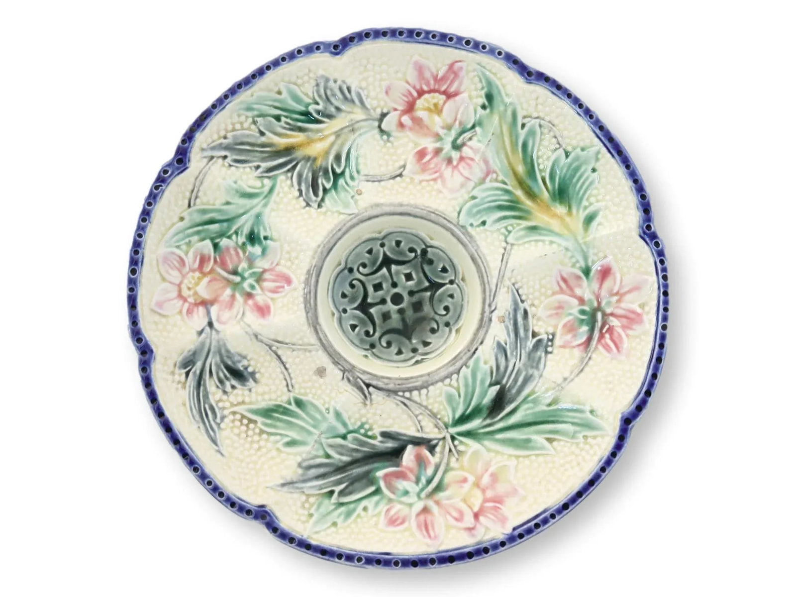 19th-C French Majolica Oyster Plates, Set of 6 - 2