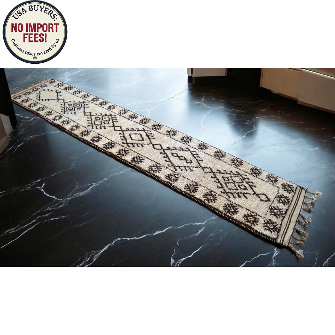 Hand-Knotted Turkish Runner Rug . Tribal Extra Long Runner Rug - No Dyes - 2"²11"³ × - 3