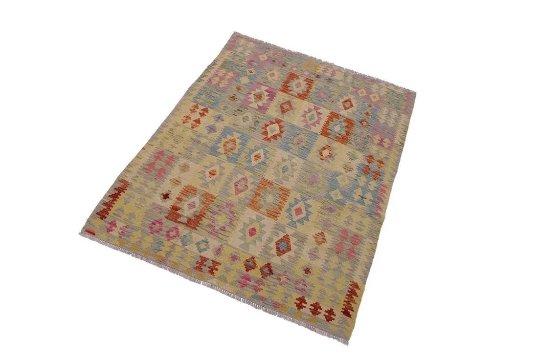 Shabby Chic Tribal Kilim Hand-Woven Wool Rug -5'0 X 6'6 - 2