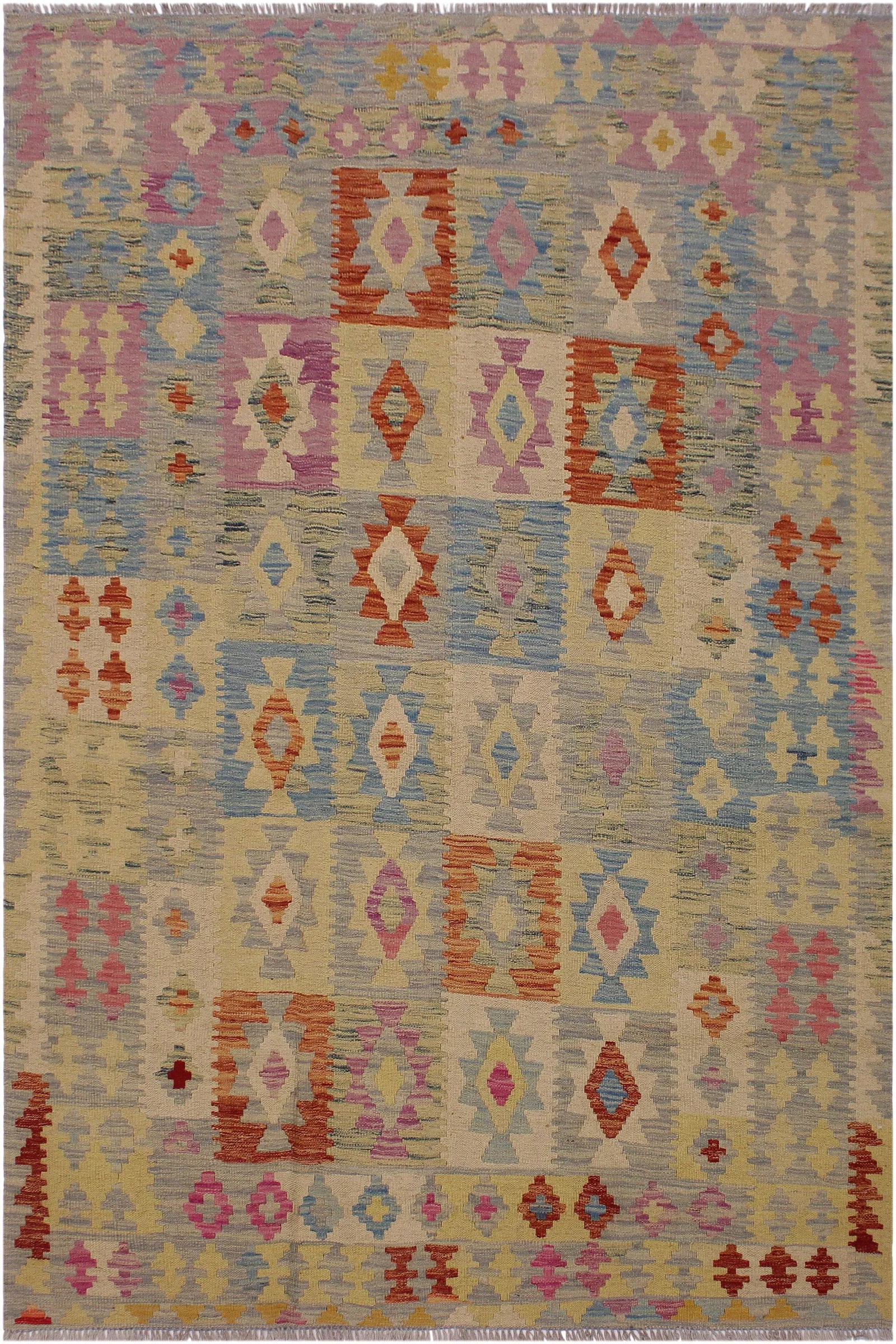 Shabby Chic Tribal Kilim Hand-Woven Wool Rug -5'0 X 6'6 - 8