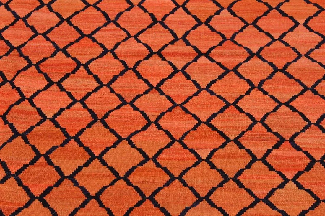 Shabby Chic Tribal Kilim Orange Hand-Woven Wool Rug - 5"²3"³ × 6"²8"³ - 4