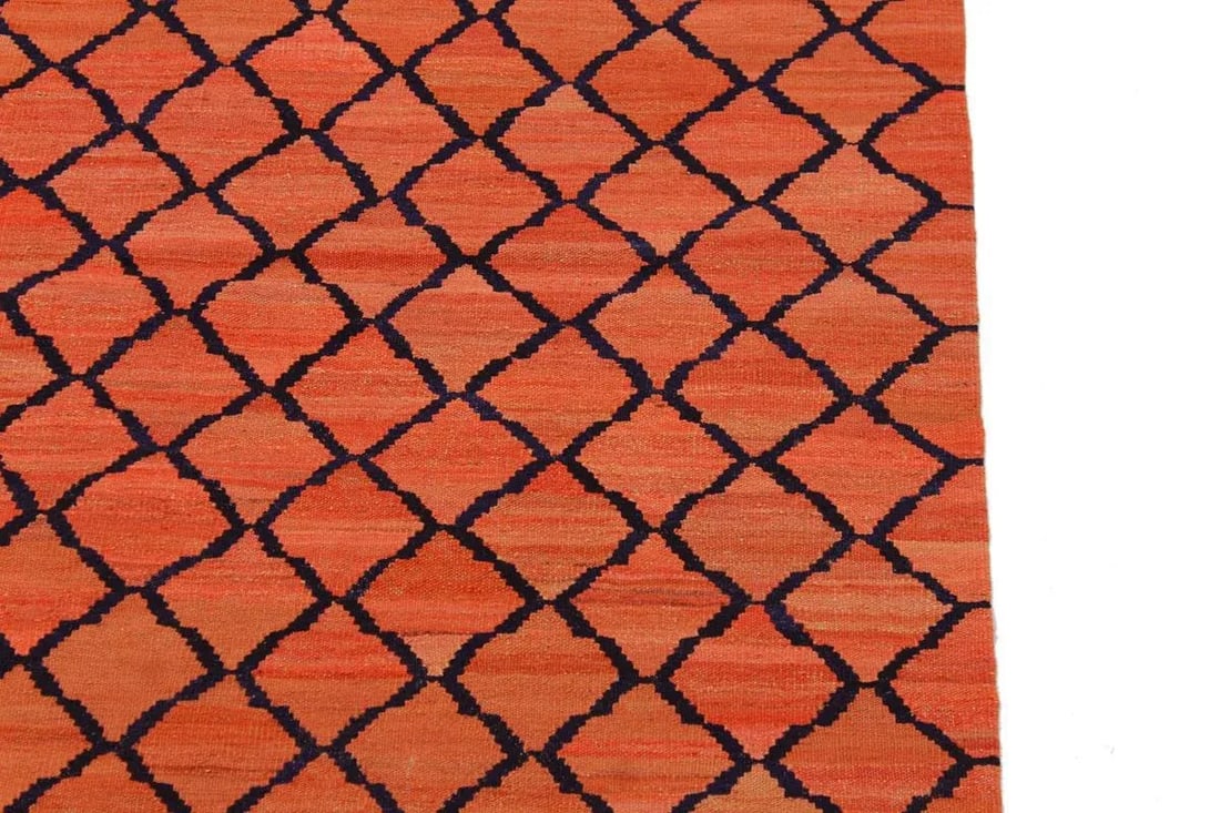 Shabby Chic Tribal Kilim Orange Hand-Woven Wool Rug - 5"²3"³ × 6"²8"³ - 6