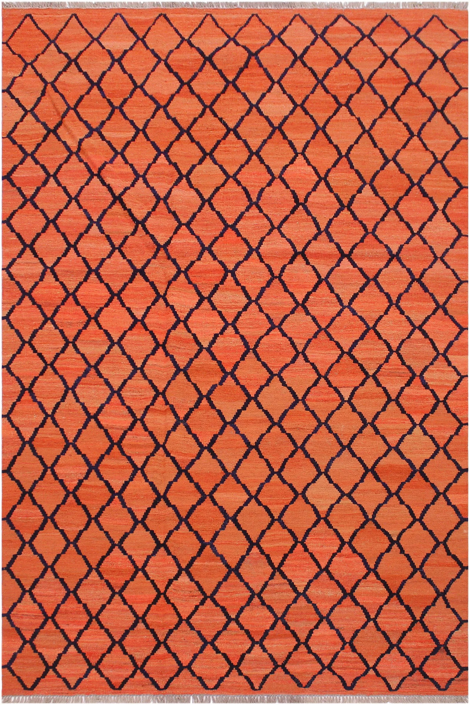 Shabby Chic Tribal Kilim Orange Hand-Woven Wool Rug - 5"²3"³ × 6"²8"³ - 8
