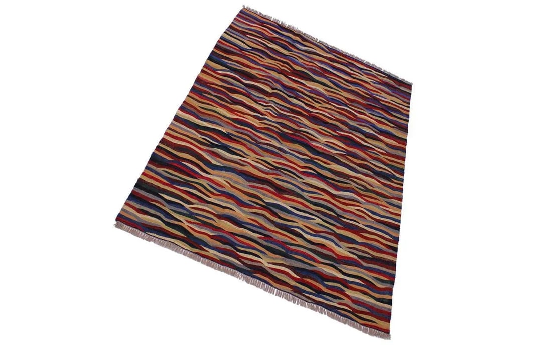 Abstract Kilim Red Hand-Woven Wool Rug - 5"² × 6"²8"³ - 2