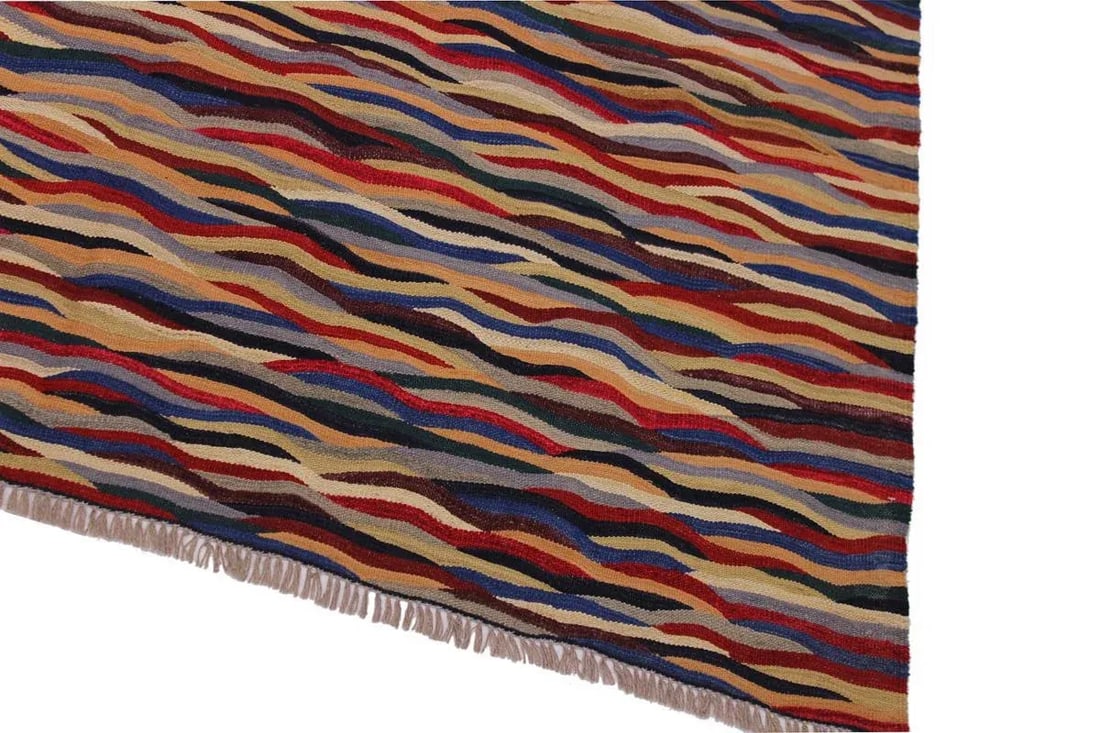Abstract Kilim Red Hand-Woven Wool Rug - 5"² × 6"²8"³ - 3