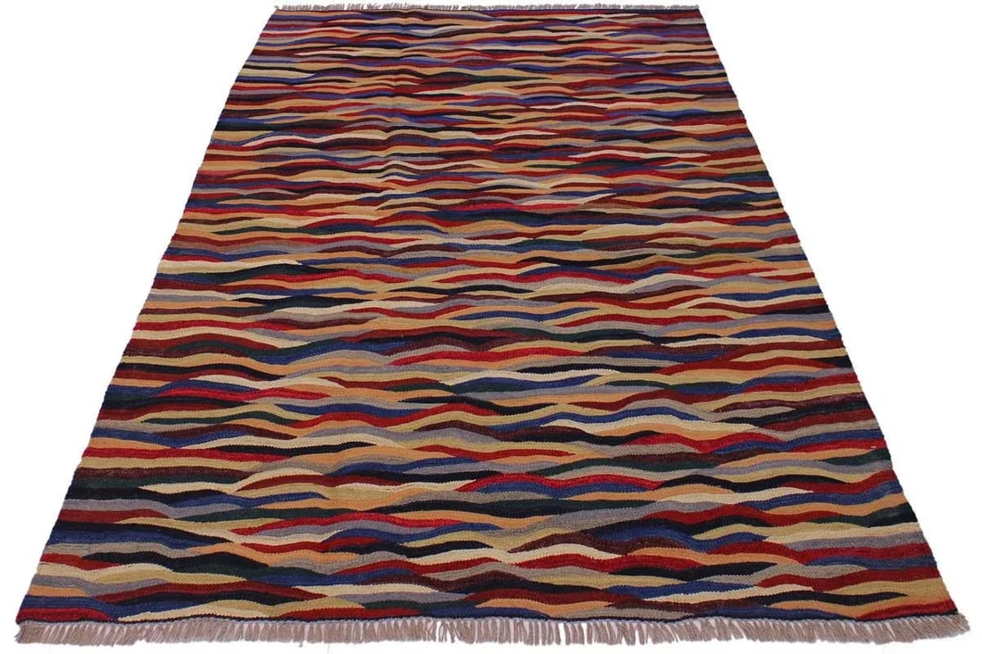 Abstract Kilim Red Hand-Woven Wool Rug - 5"² × 6"²8"³ - 5