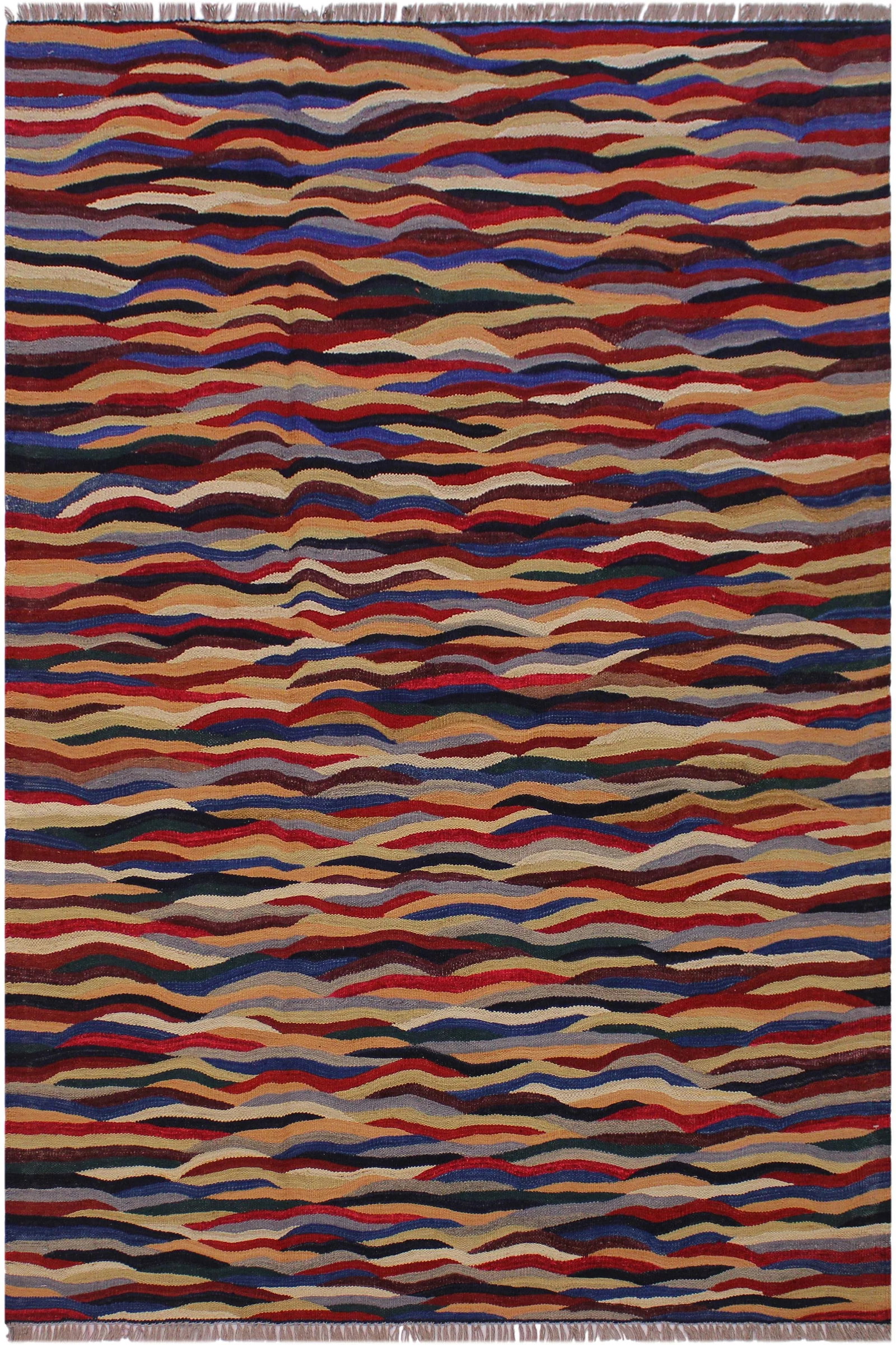 Abstract Kilim Red Hand-Woven Wool Rug - 5"² × 6"²8"³ - 8