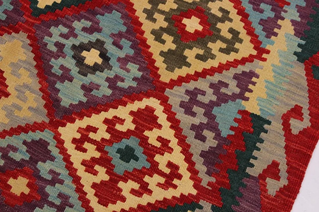 Navajo Style Kilim Red Hand-Woven Wool Rug -4"²2"³ × 5"²8"³ - 4