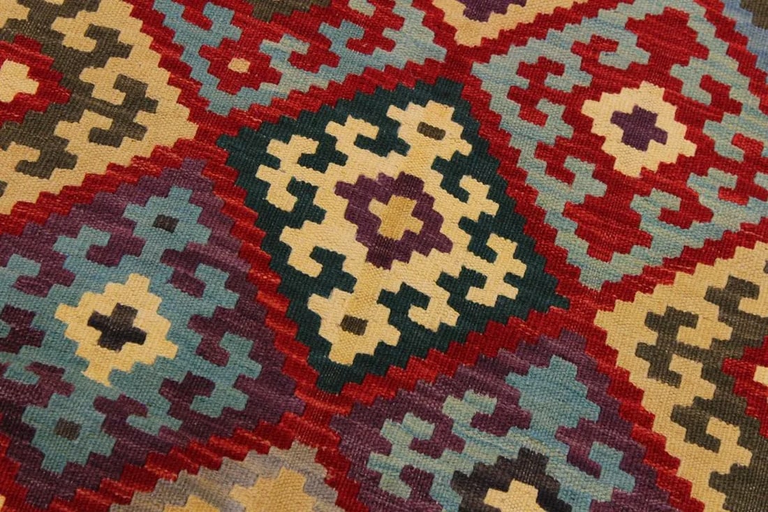 Navajo Style Kilim Red Hand-Woven Wool Rug -4"²2"³ × 5"²8"³ - 5