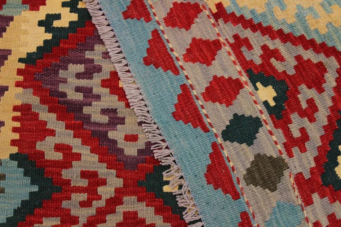 Navajo Style Kilim Red Hand-Woven Wool Rug -4"²2"³ × 5"²8"³ - 7