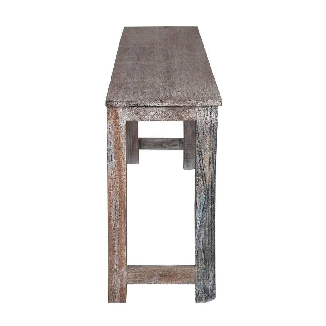 1980s Carved Doorframe Upcycled Distressed Solid Wood Console - 3