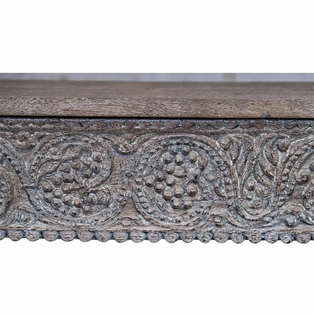1980s Carved Doorframe Upcycled Distressed Solid Wood Console - 7