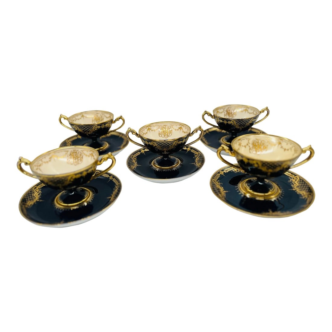 10 Pc., Ambrosius Lamm, Dresden Porcelain Tea Set C. 1910: This exquisite 10-piece Ambrosius Lamm Dresden porcelain tea set, dating to circa 1910, epitomizes the elegance and refinement of early 20th-century German porcelain artistry. Each piece in the set is