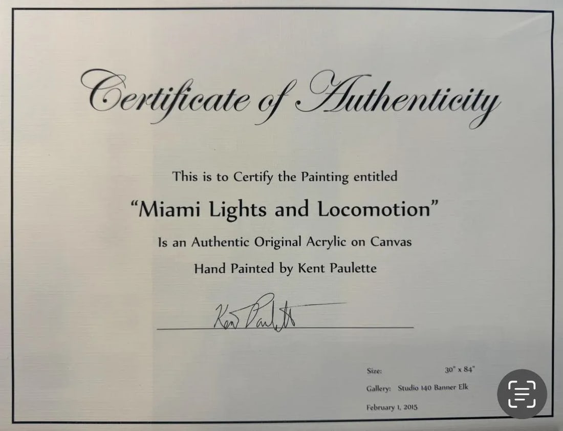 Miami Lights and Locomotion Painting by Kent Paulette Original Acrylic on Canvas - 7