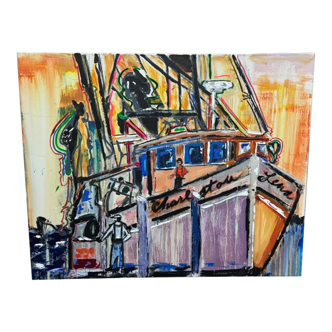 The Harbor by Angelo Accetturo Original Acrylic Painting on Canvas: Angelo Accetturo's "The Harbor" captures the serene beauty and bustling activity of a coastal harbor. This piece showcases Accetturo's mastery in blending realism with an impressionistic touch, making