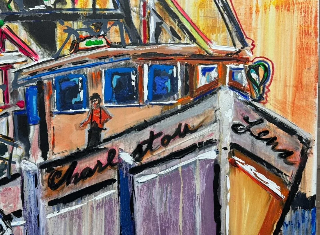 The Harbor by Angelo Accetturo Original Acrylic Painting on Canvas - 3