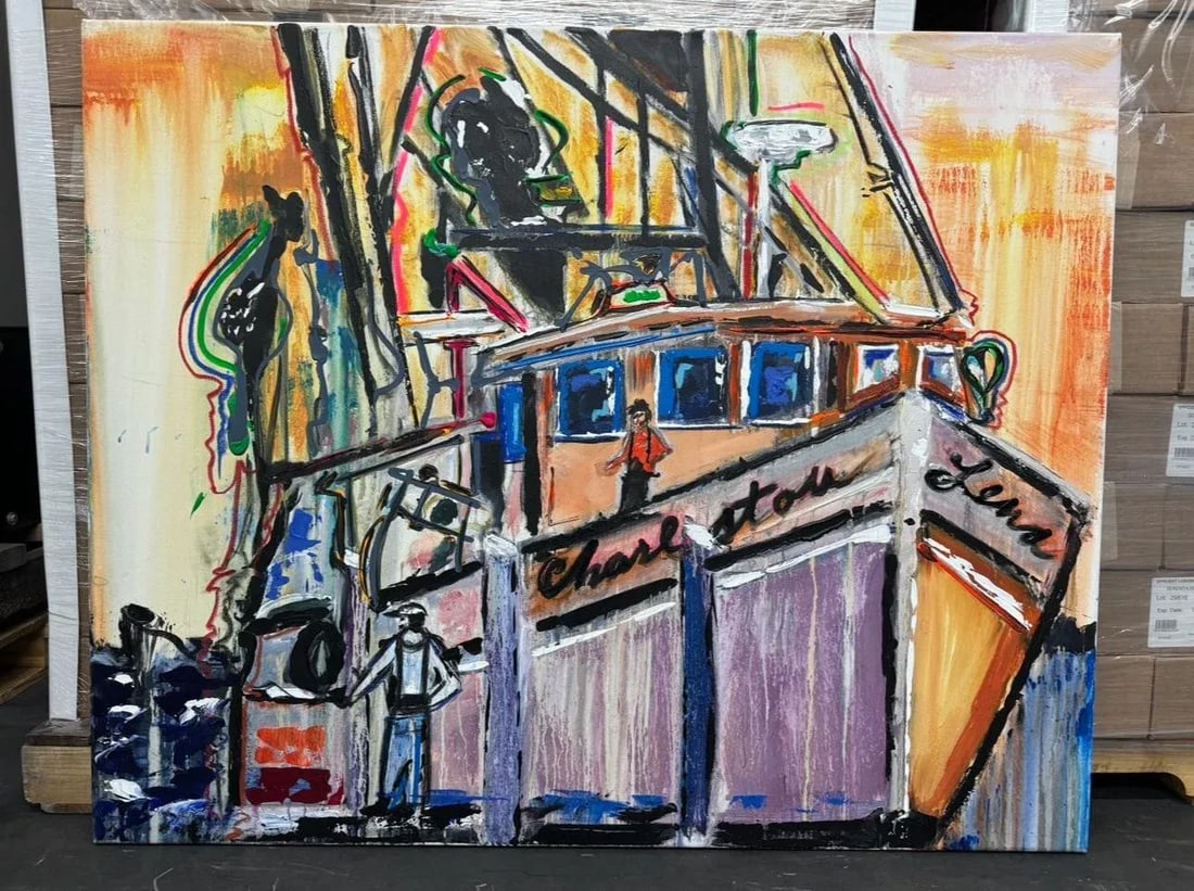 The Harbor by Angelo Accetturo Original Acrylic Painting on Canvas - 4