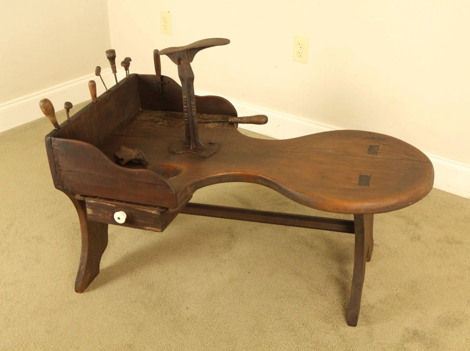 Antique American Cobblers Bench With Tools - 2