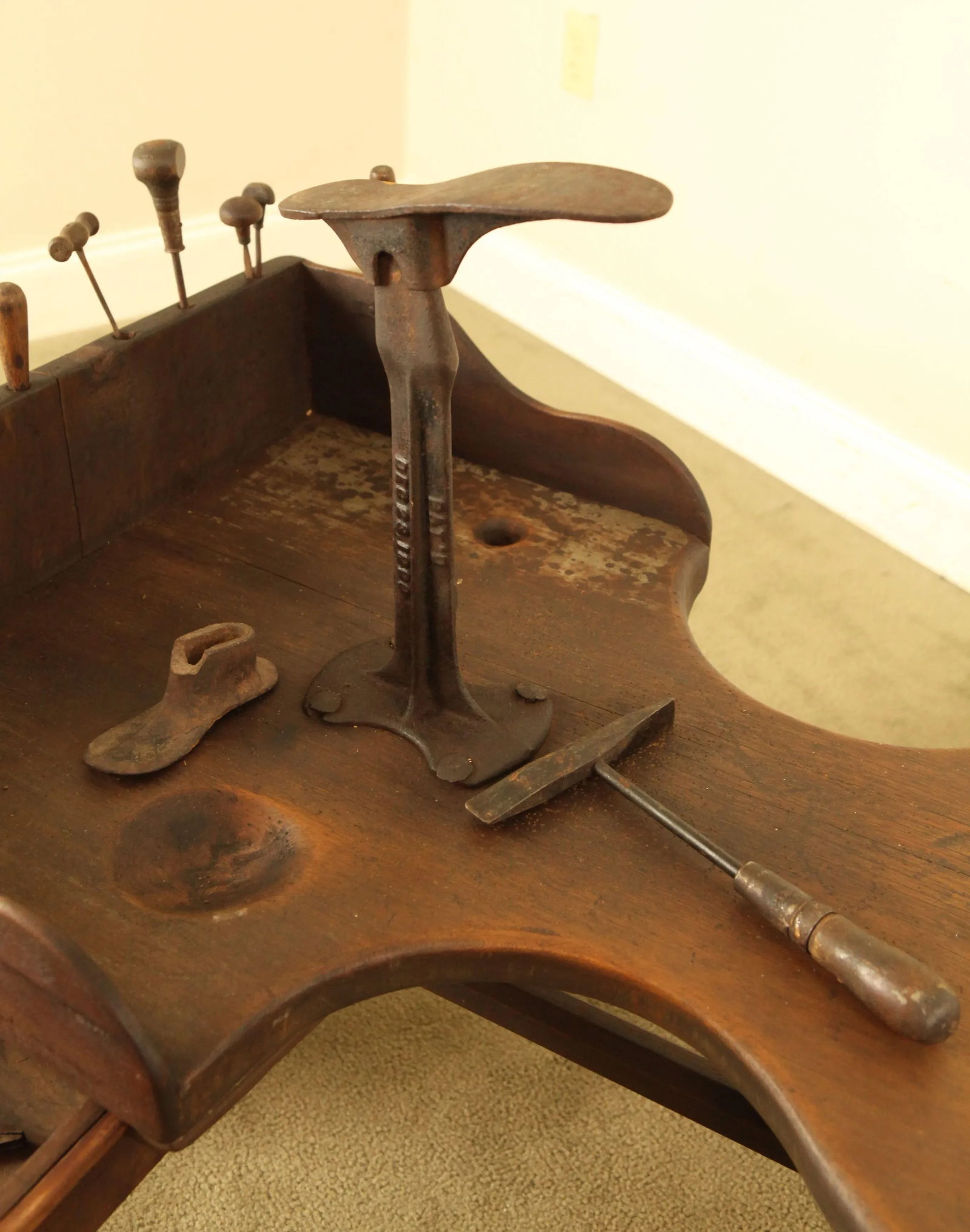 Antique American Cobblers Bench With Tools - 4
