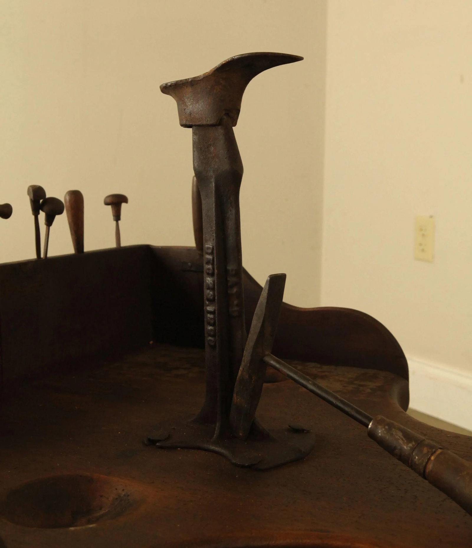 Antique American Cobblers Bench With Tools - 8