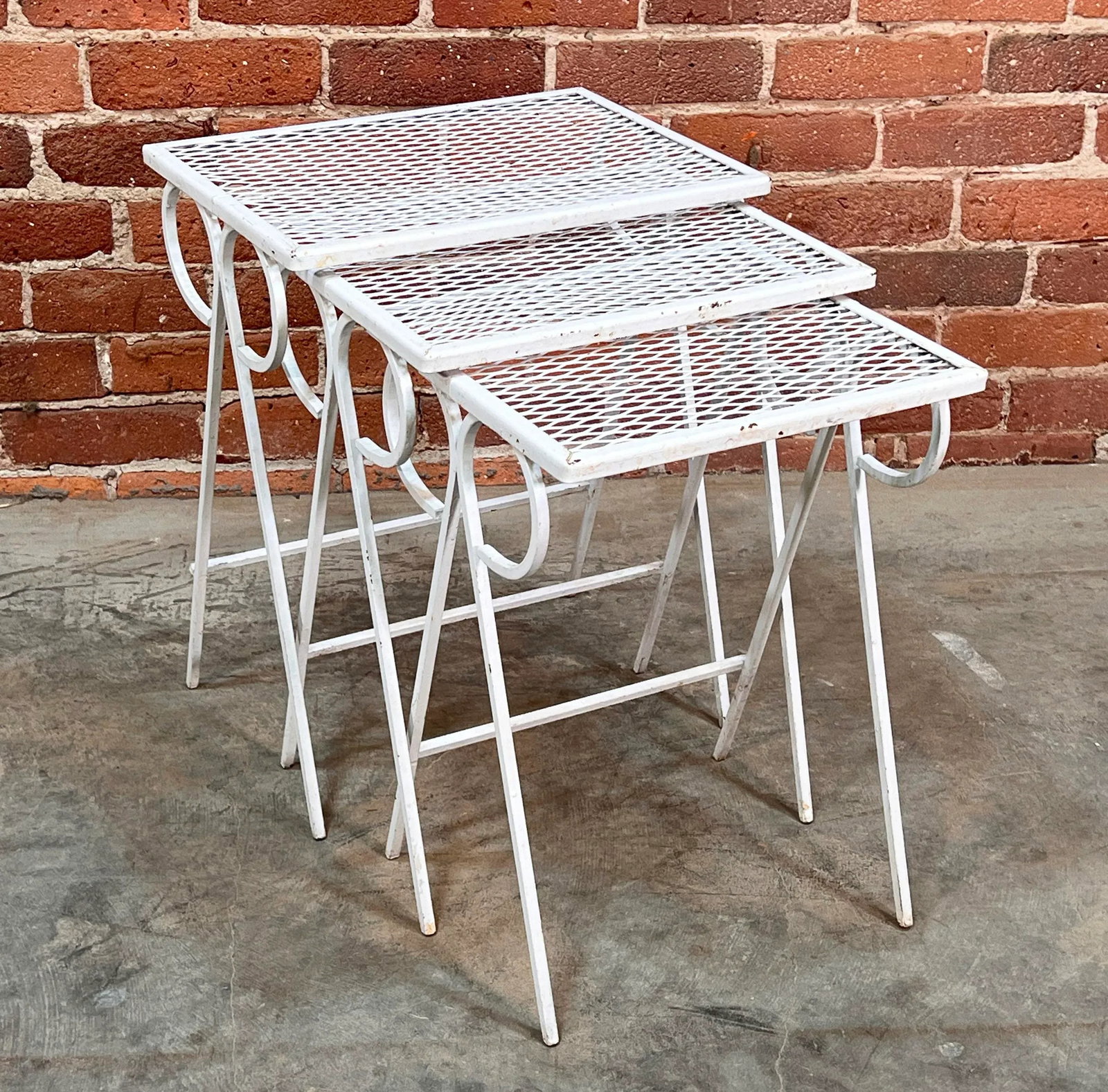 Vintage Mid Century Modern Salterini Wrought Iron Nesting Tables - Set of 3 - 2