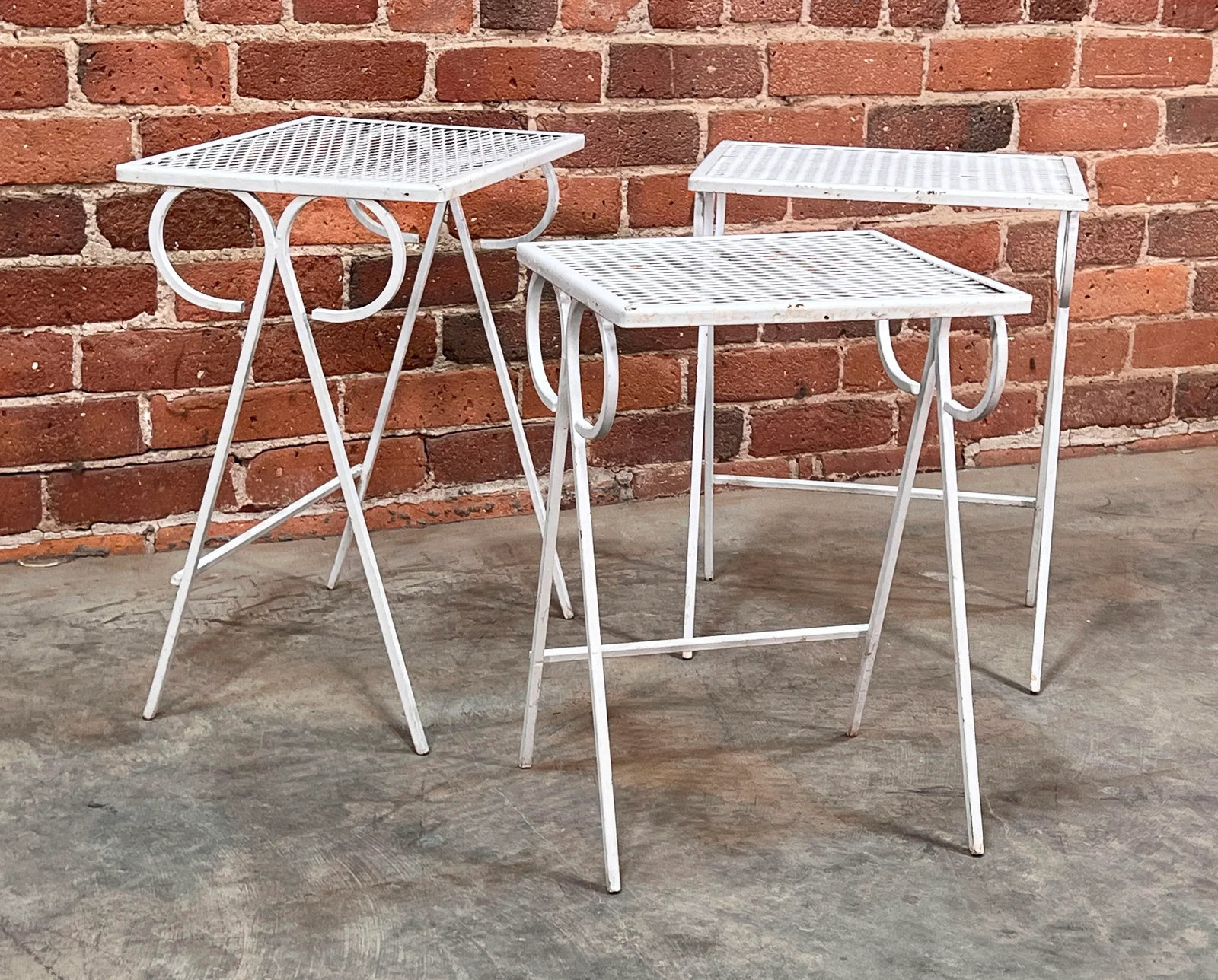 Vintage Mid Century Modern Salterini Wrought Iron Nesting Tables - Set of 3 - 3