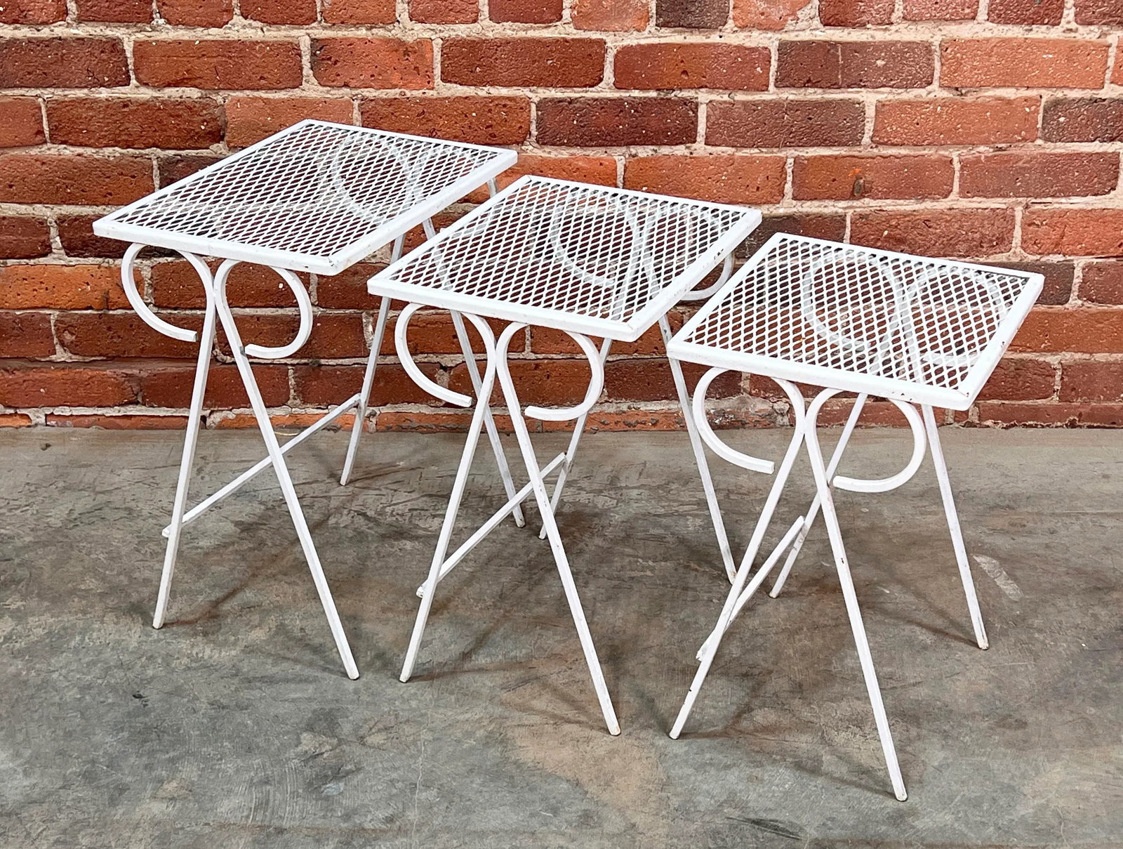 Vintage Mid Century Modern Salterini Wrought Iron Nesting Tables - Set of 3 - 6