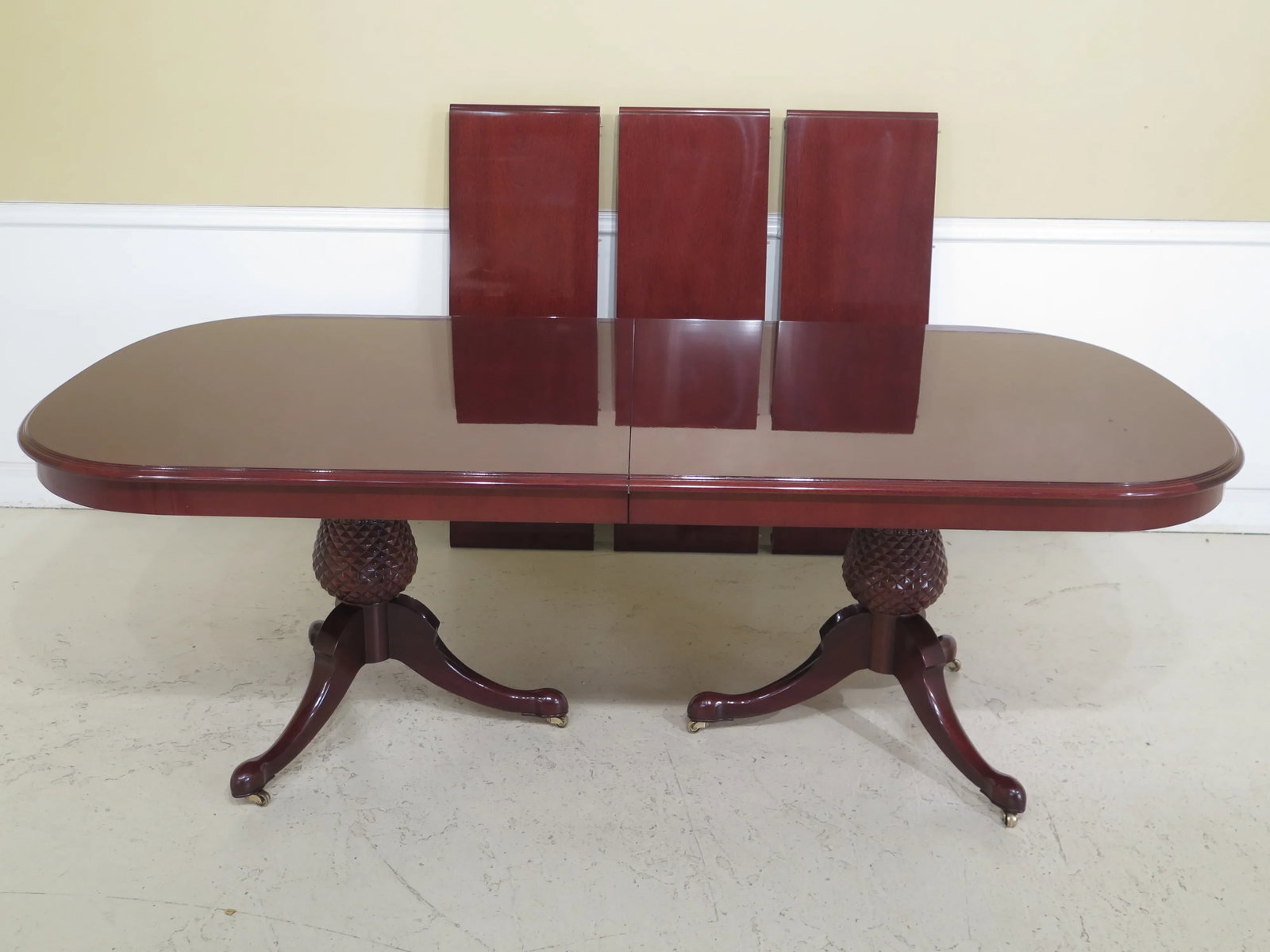1990s Traditional Kindel Varney Collection Pineapple Base Mahogany Dining Room Table - 13