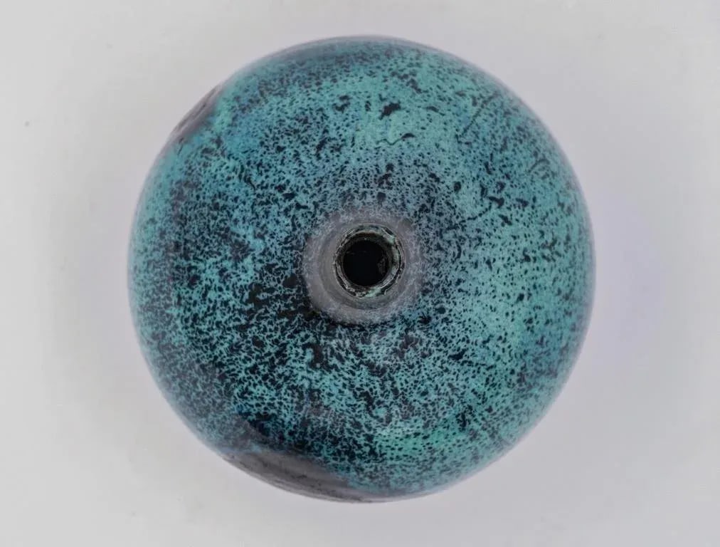 Vintage Mid 20th Century Joel Edwards Sculptural Blue Drip Glaze Vase - 5