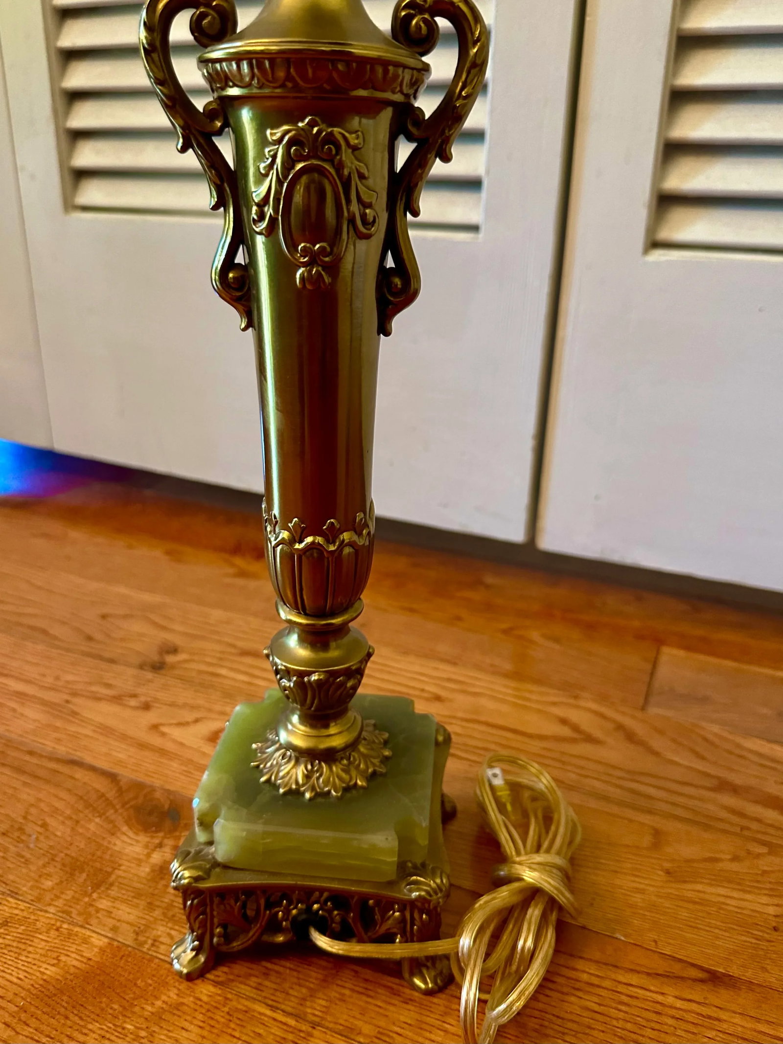 Vintage Rembrandt Onyx and Gilt Metal Patinated Torchiere Table Lamps- A-Pair - 8