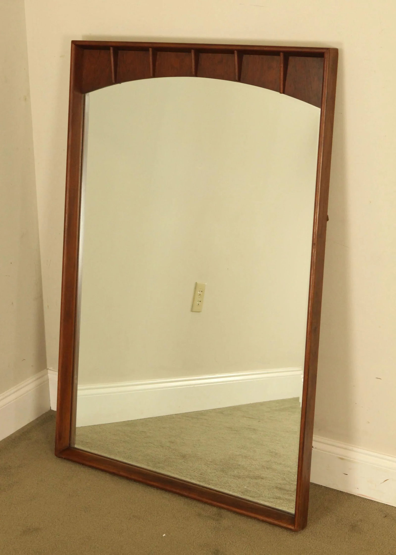 Mid Century Modern Walnut & Rosewood Frame Mirror - 2