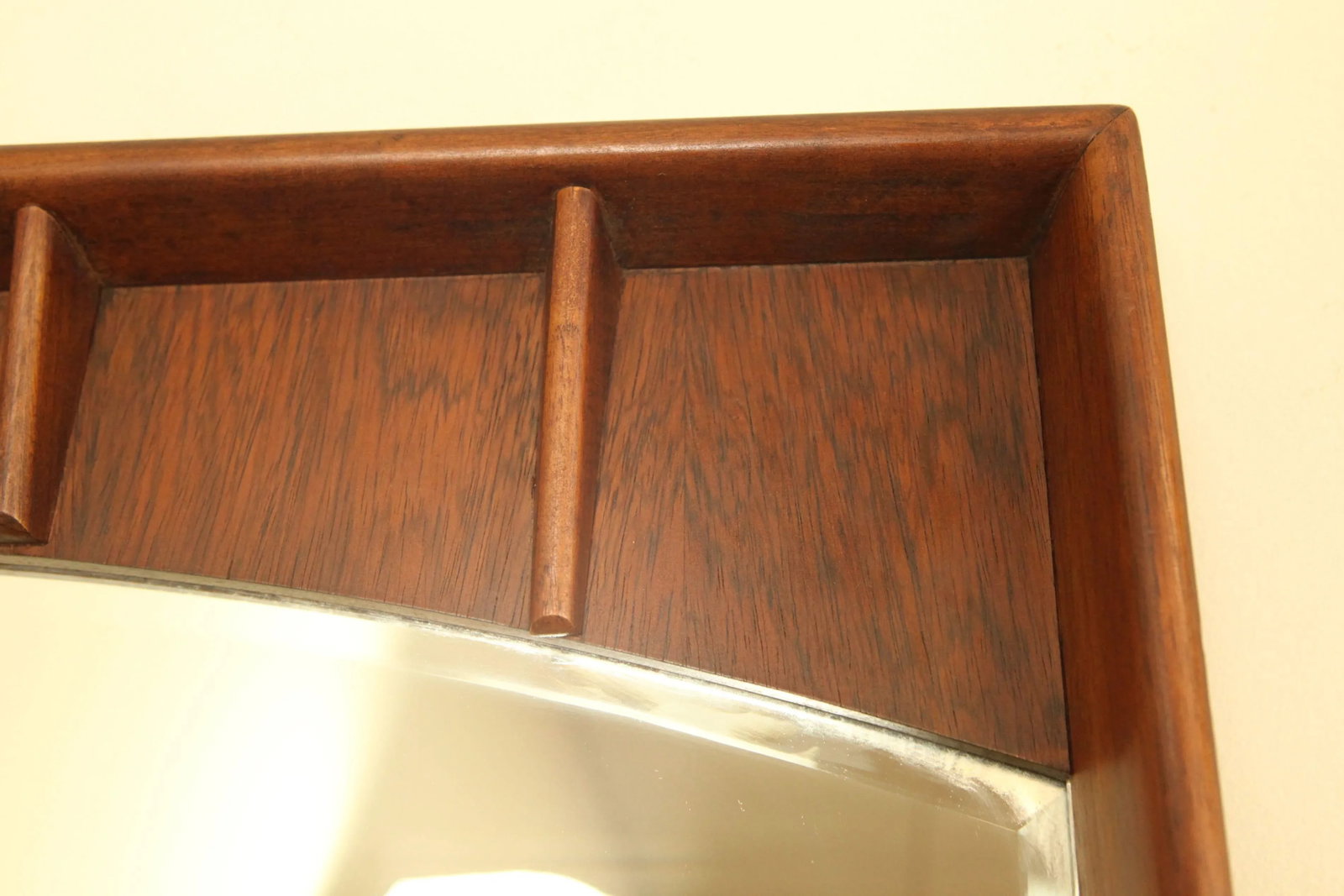 Mid Century Modern Walnut & Rosewood Frame Mirror - 9