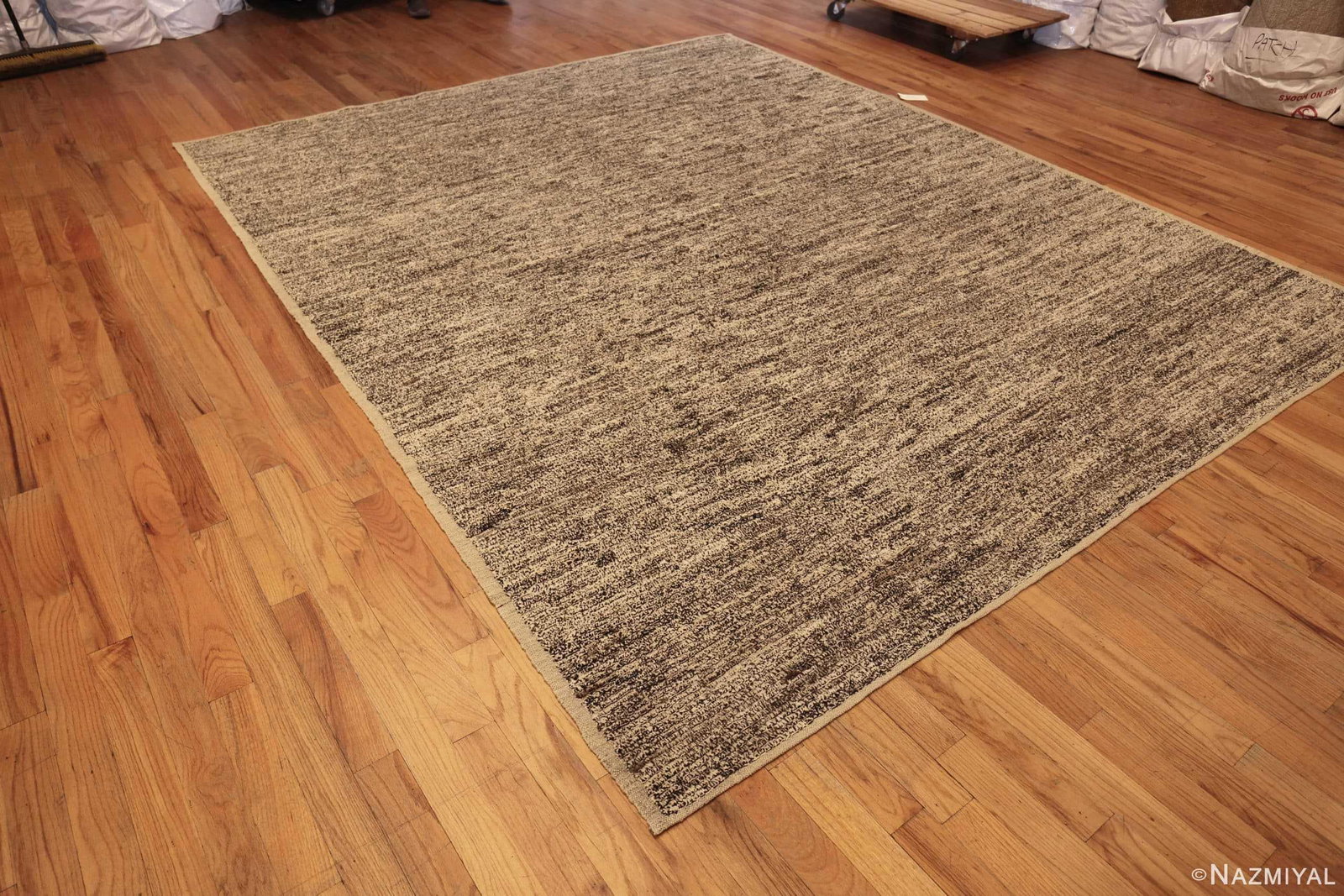 Nazmiyal Collection Textured Beige Modern Moroccan Rug - 2