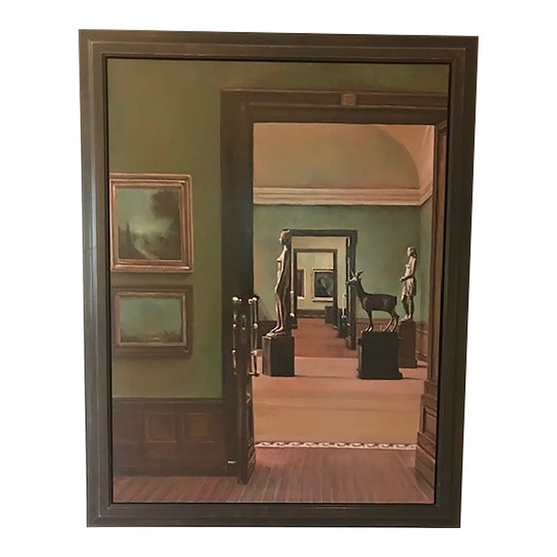 1990s Painting, Framed, Signed: An oil painting by the artist Lawrence Gipe. This painting was part of a series from a show in Santa Barbara year 2000. The painting is large, impressive and stately, and when you look at it you feel