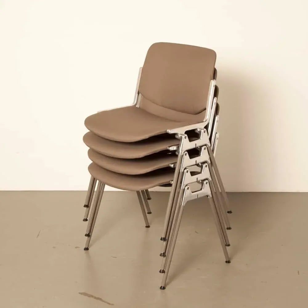1970s Mid Century Modern, Giancarlo Piretti for Castelli Taupe Dining Chairs - Set of 4 - 8